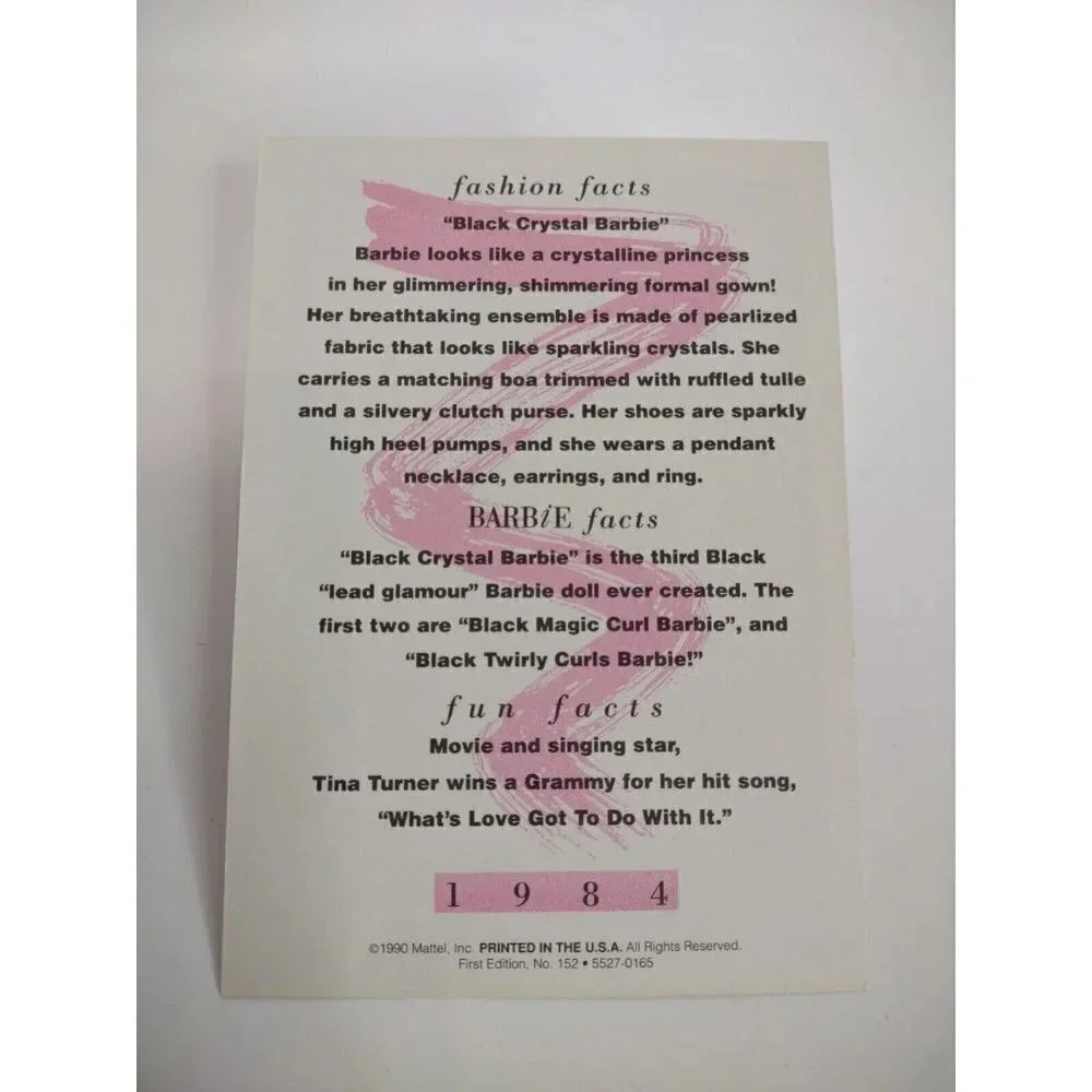 Barbie Collectible Fashion Trading Card  " Black Crystal Barbie "  Gown 1984 - Picture 2 of 2